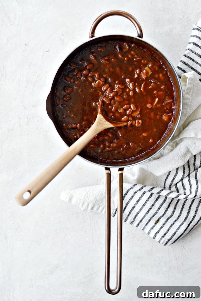 Hearty Homestyle Baked Beans 12 Close-up of Homemade Baked Beans in a serving bowl