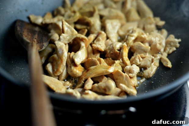 Cooked chicken in a wok