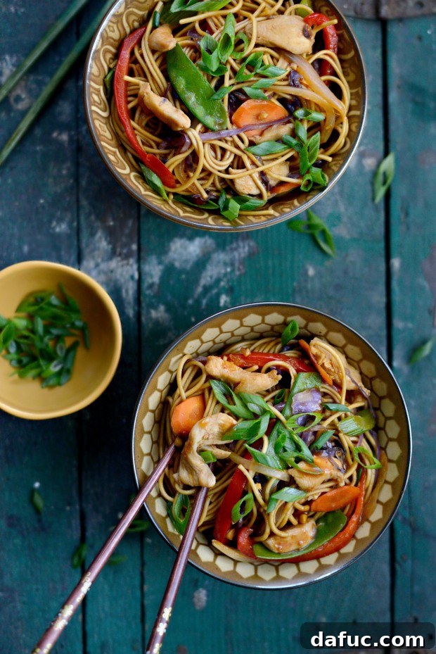 Finished Chicken Rainbow Vegetable Stir-fry in a bowl