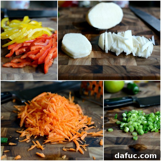Zesty Cumin Lime Mexican Slaw 6 Sliced jicama and other vegetables for the slaw