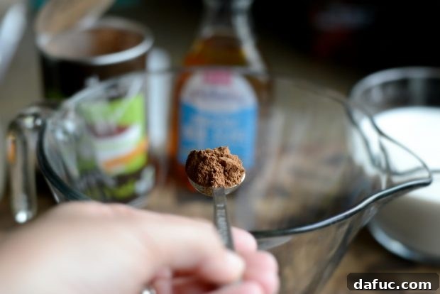 Cool Cocoa Bliss 10 Measuring unsweetened Dutch processed cocoa powder