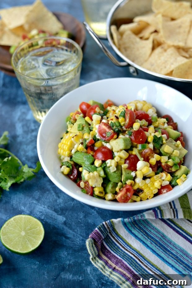 Finished Avocado Corn Salsa, gently tossed with avocado