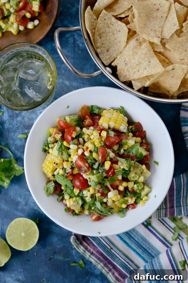A final shot of Avocado Corn Salsa ready for serving