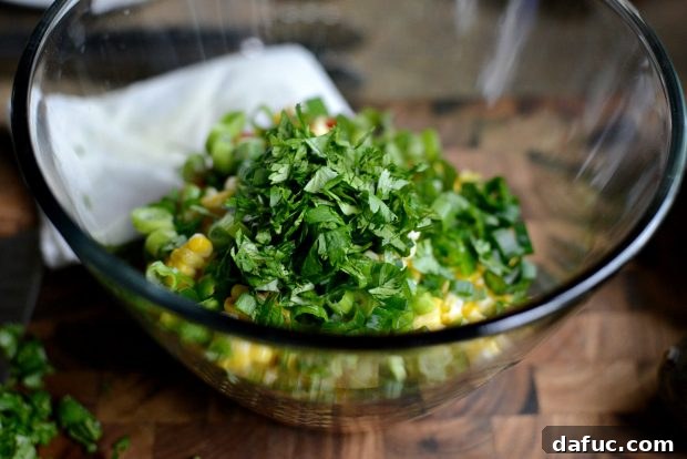Chopped fresh cilantro for vibrant salsa