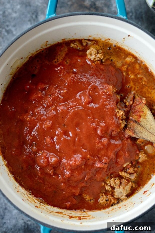 Adding fire-roasted tomato sauce to the chili
