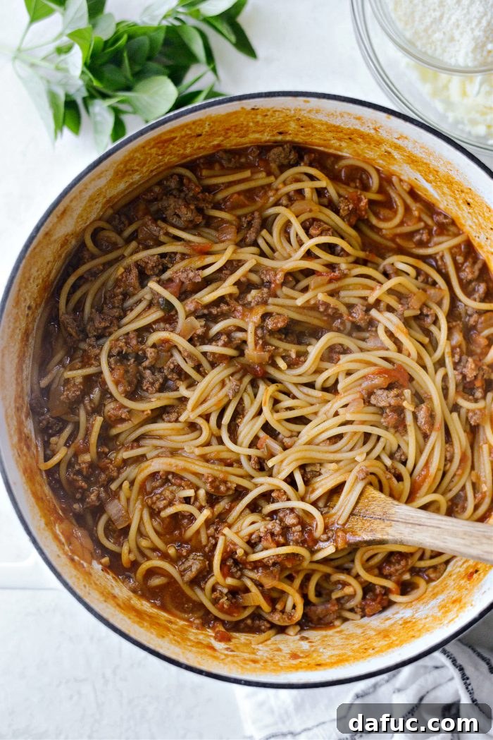 Effortless One-Pan Spaghetti 14 cooked spaghetti in sauce