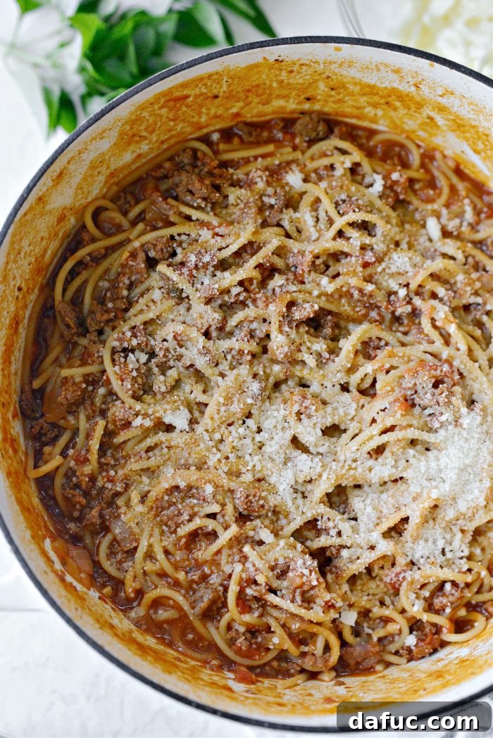 Effortless One-Pan Spaghetti 15 sprinkle with parmesan