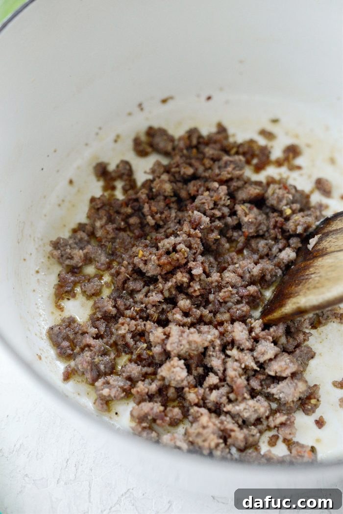 Effortless One-Pan Spaghetti 6 browned italian sausage