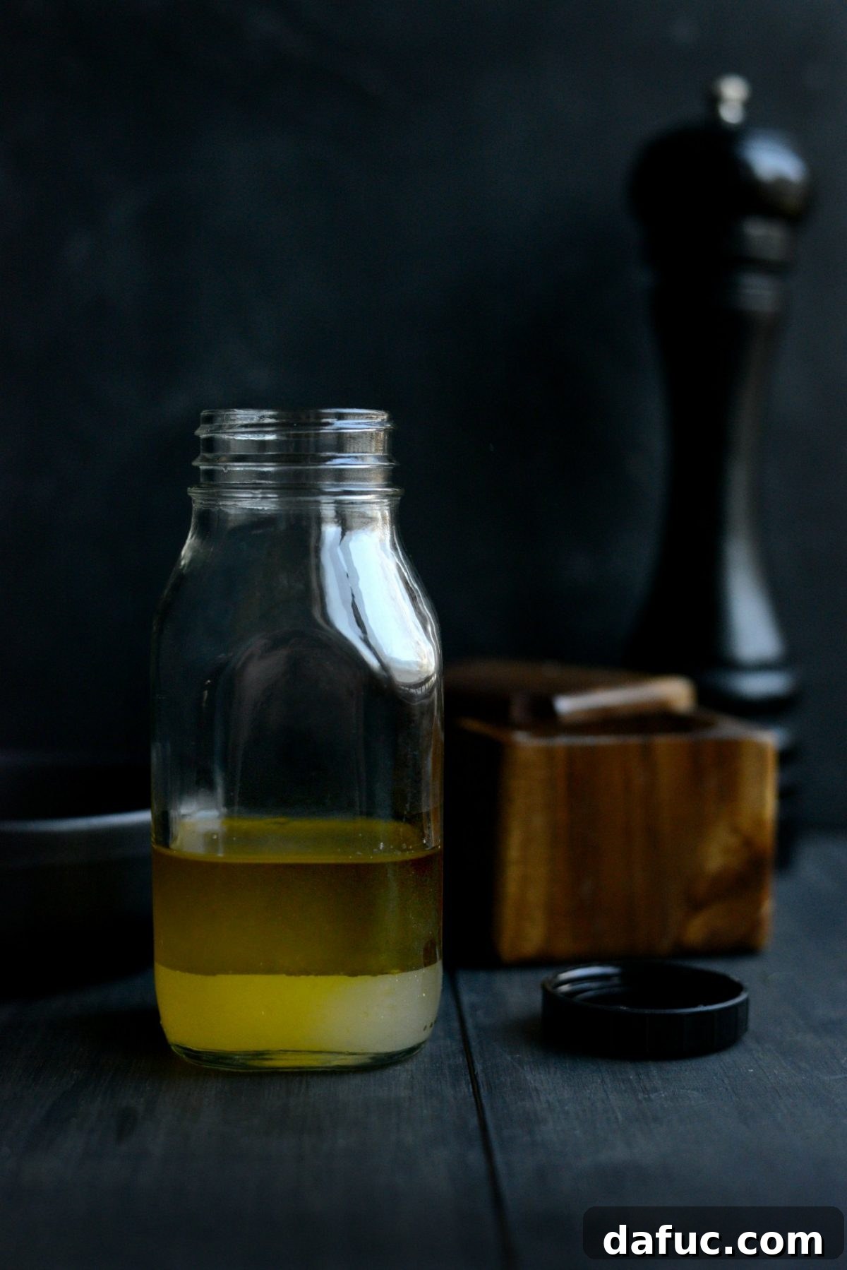 Ingredients for making champagne vinaigrette dressing.
