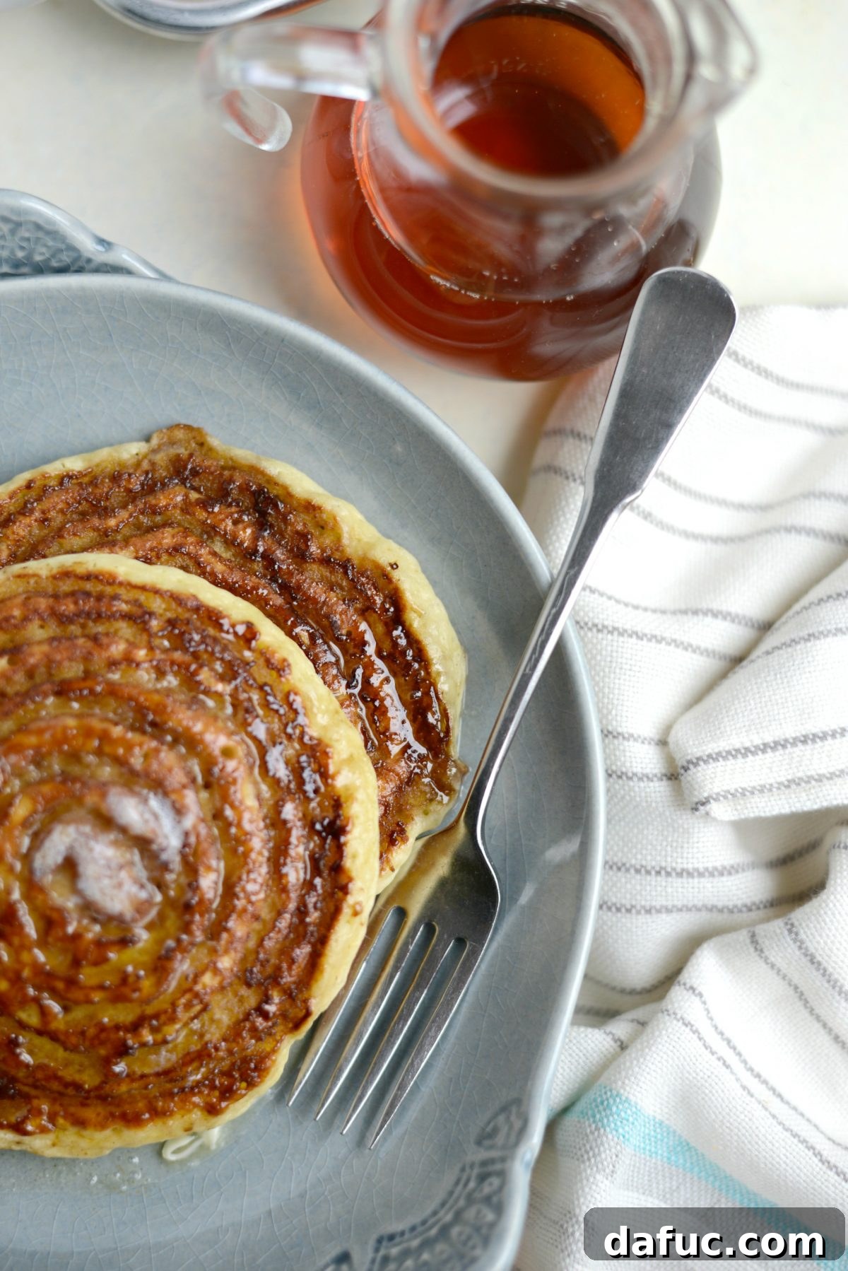 Dreamy Cinnamon Swirl Stacks 21 Cinnamon Swirl Pancakes plated and ready