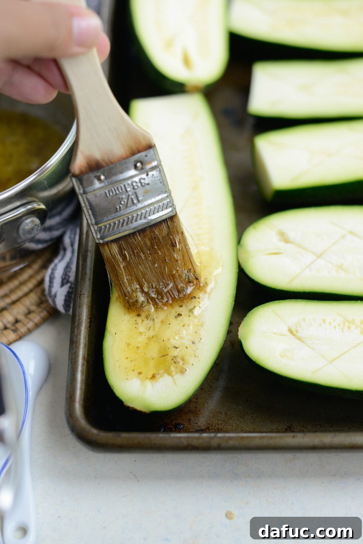 Charred Zucchini with Zesty Lemon, Garlic, and Parmesan 11 brush with butter mixture