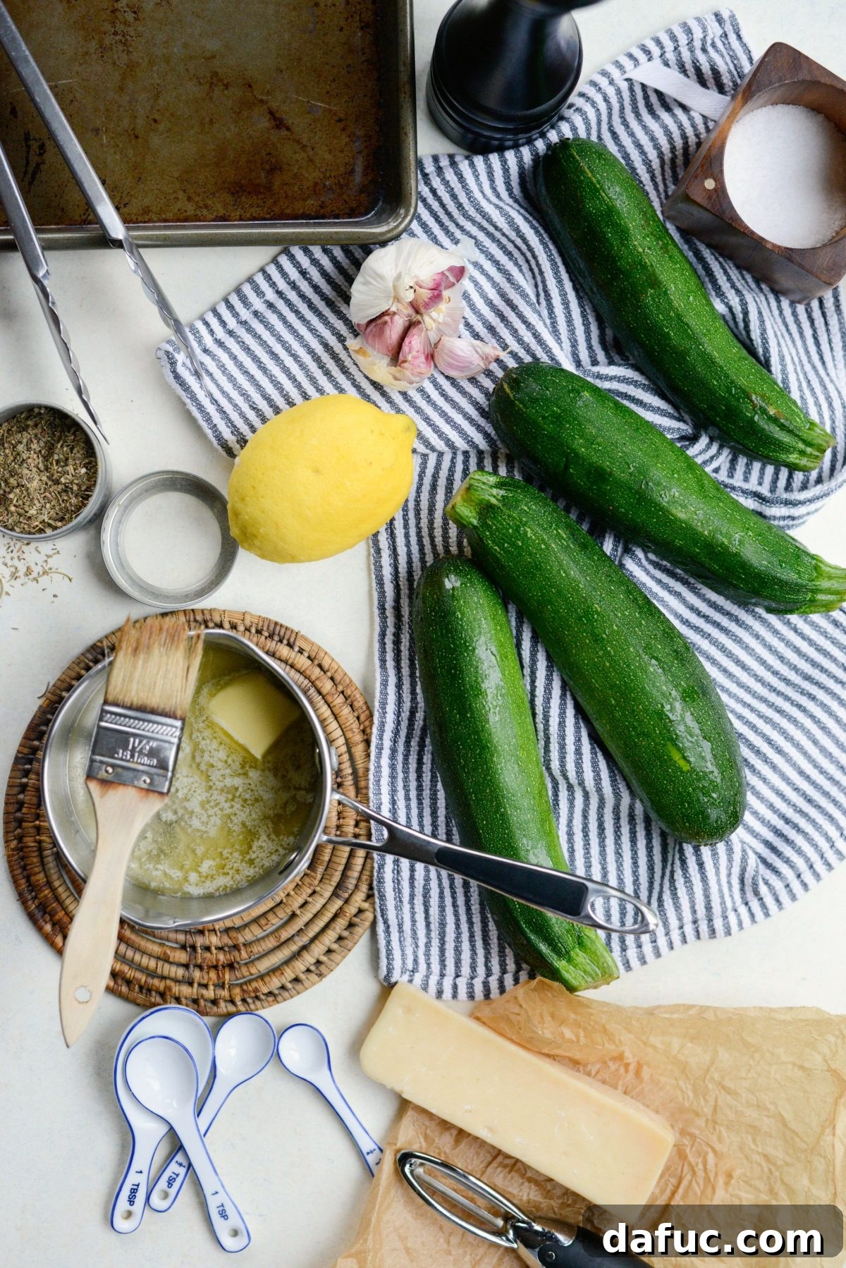 Charred Zucchini with Zesty Lemon, Garlic, and Parmesan 4 ingredients for Grilled Zucchini with Lemon, Garlic & Parmesan