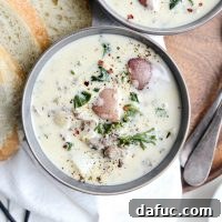 Creamy Potato, Sausage and Kale Soup