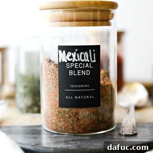 Mexicali Seasoning blend in a small jar