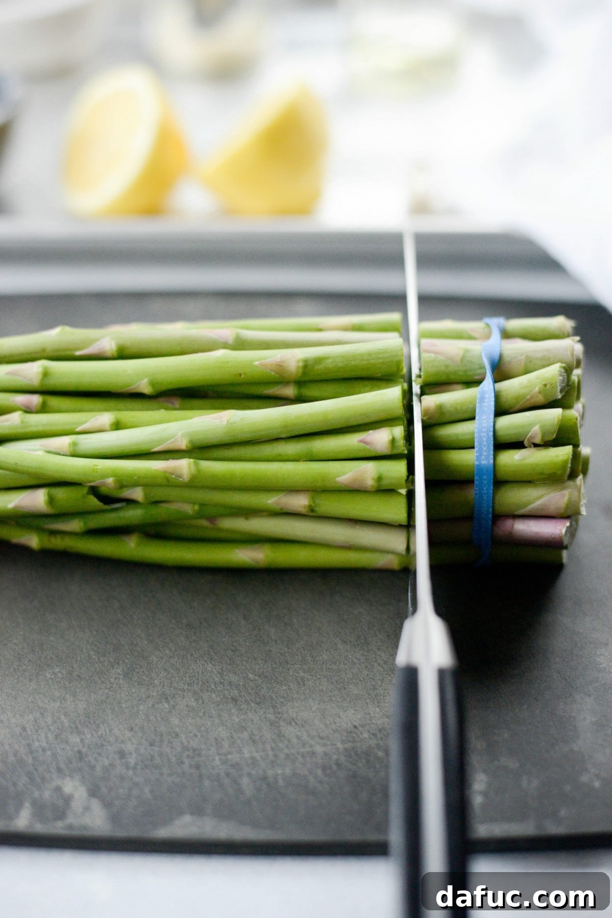 Zesty Garlic Parmesan Asparagus Roast 5 How to trim asparagus ends