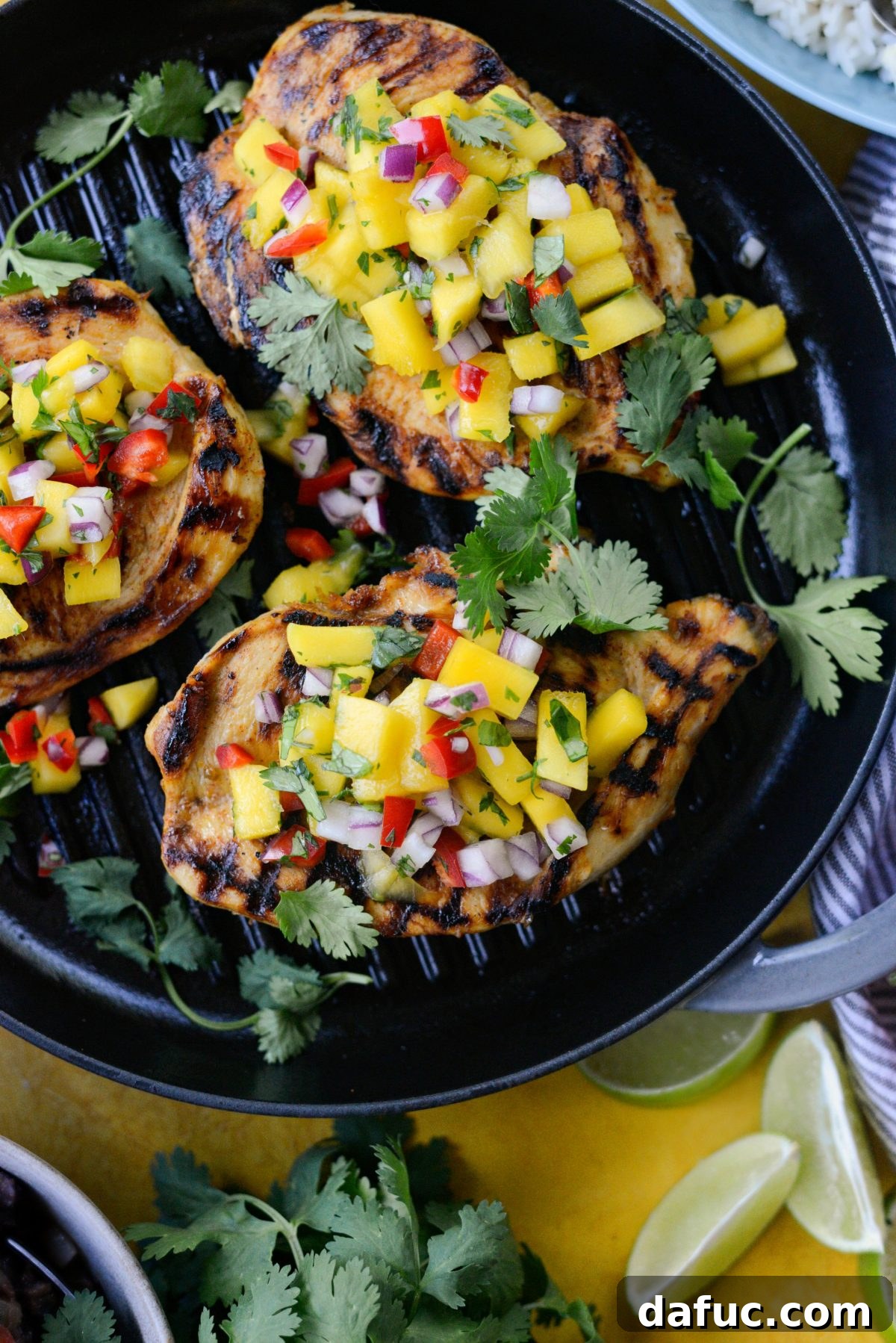 Mojo-Kissed Grilled Chicken with Vibrant Mango Salsa 13 Finished Plate of Cuban Mojo Chicken with Sides