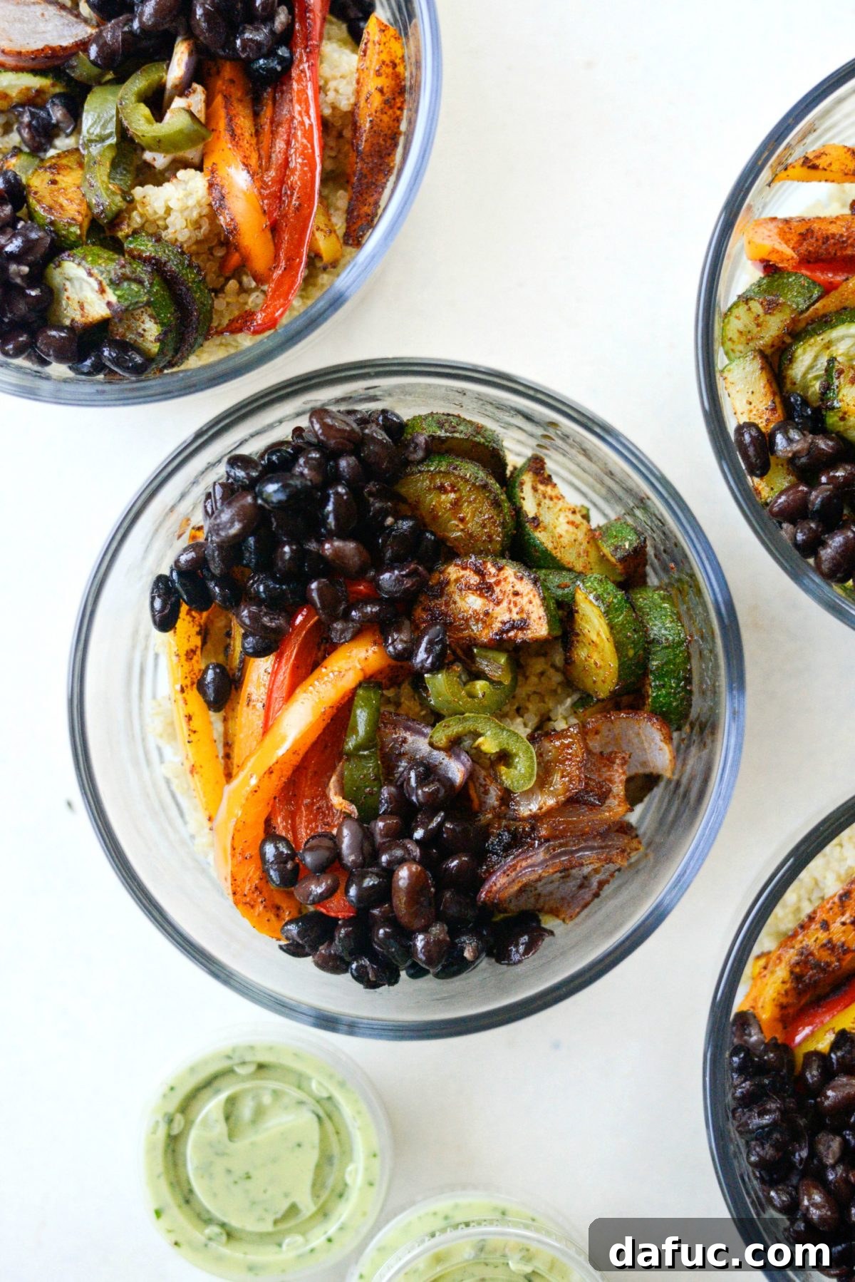 Vibrant Fajita Chicken Quinoa Prep Bowls 12 Black beans added to Fajita Chicken and Vegetable Quinoa Bowls