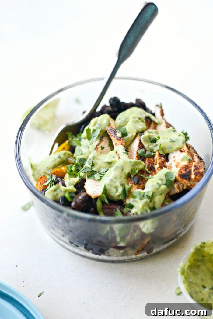 Vibrant Fajita Chicken Quinoa Prep Bowls 15 Close-up of Fajita Chicken and Vegetable Quinoa Bowls with fresh cilantro and lime
