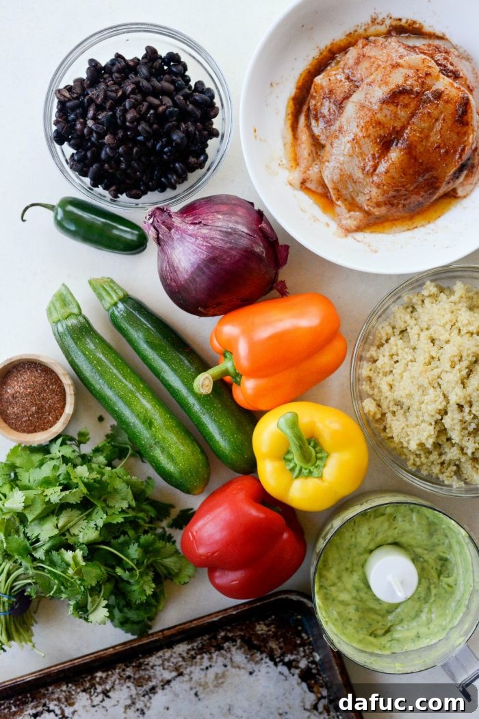 Vibrant Fajita Chicken Quinoa Prep Bowls 4 Fresh ingredients for Fajita Chicken and Vegetable Quinoa Bowls