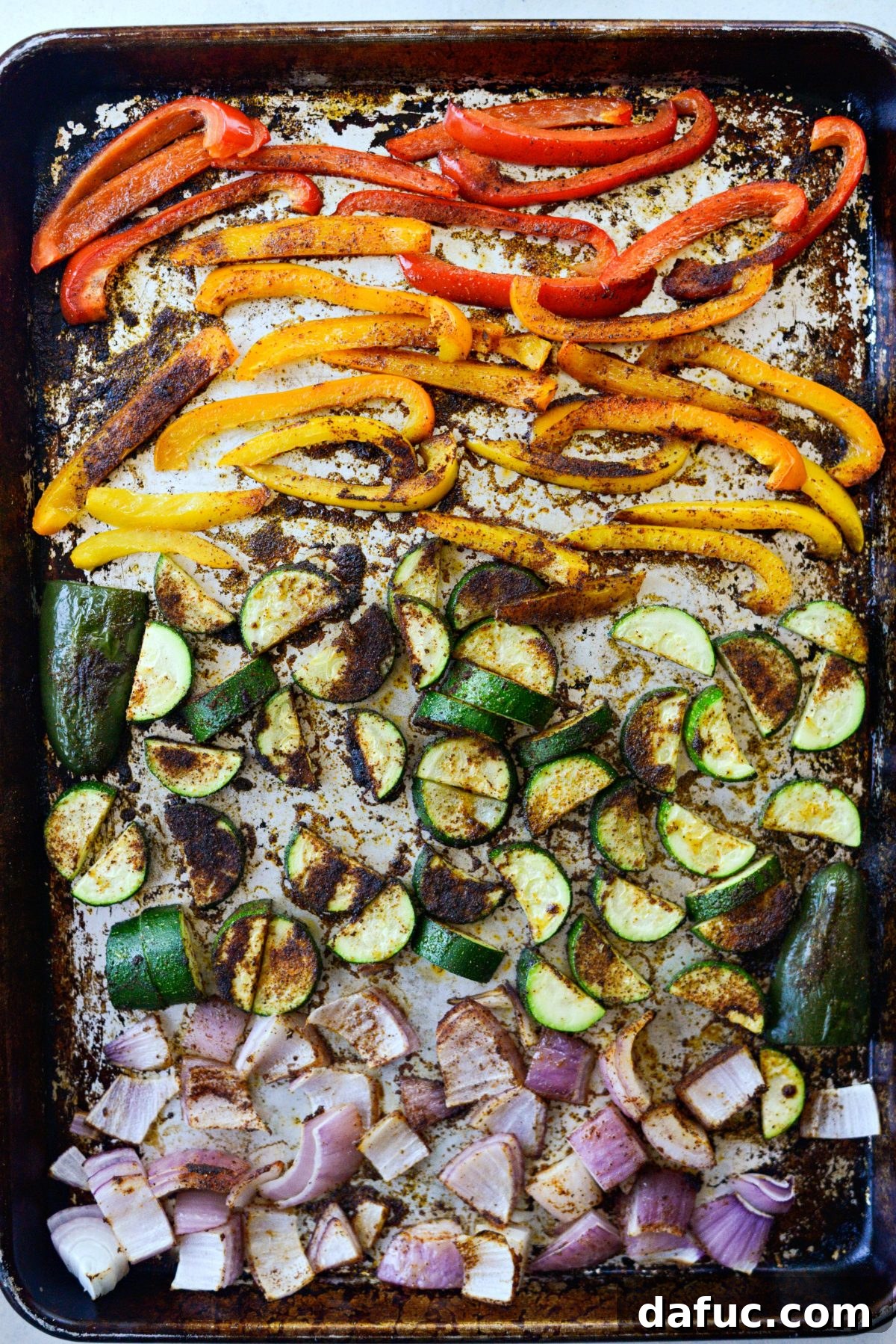 Vibrant Fajita Chicken Quinoa Prep Bowls 7 Roasted fajita vegetables, tender and slightly charred