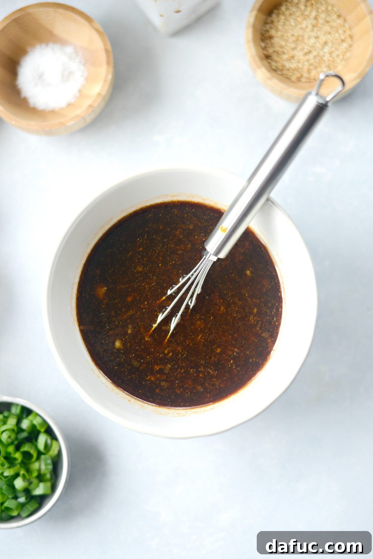 Mixing the ingredients for the Maple Sriracha Glaze