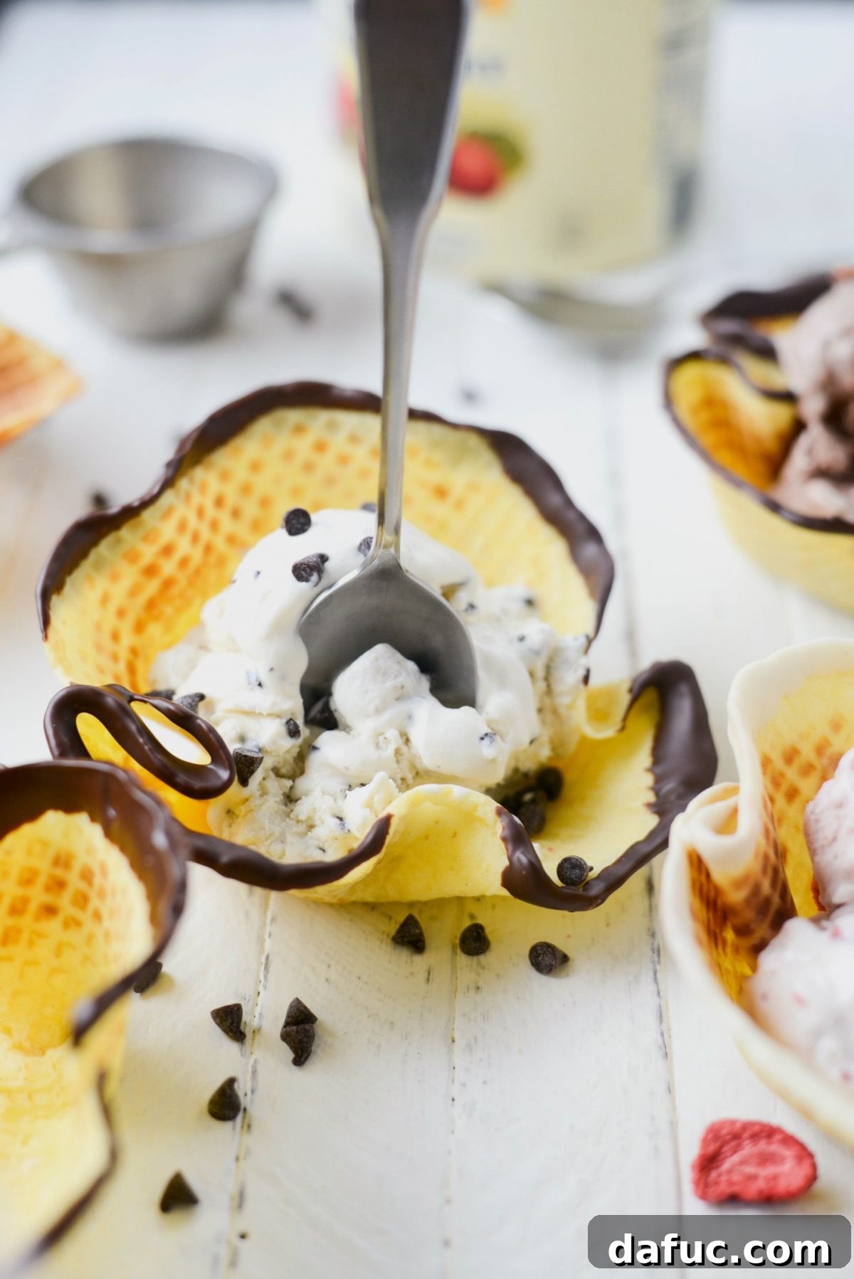 More Homemade Ice Cream Waffle Bowls ready to be enjoyed