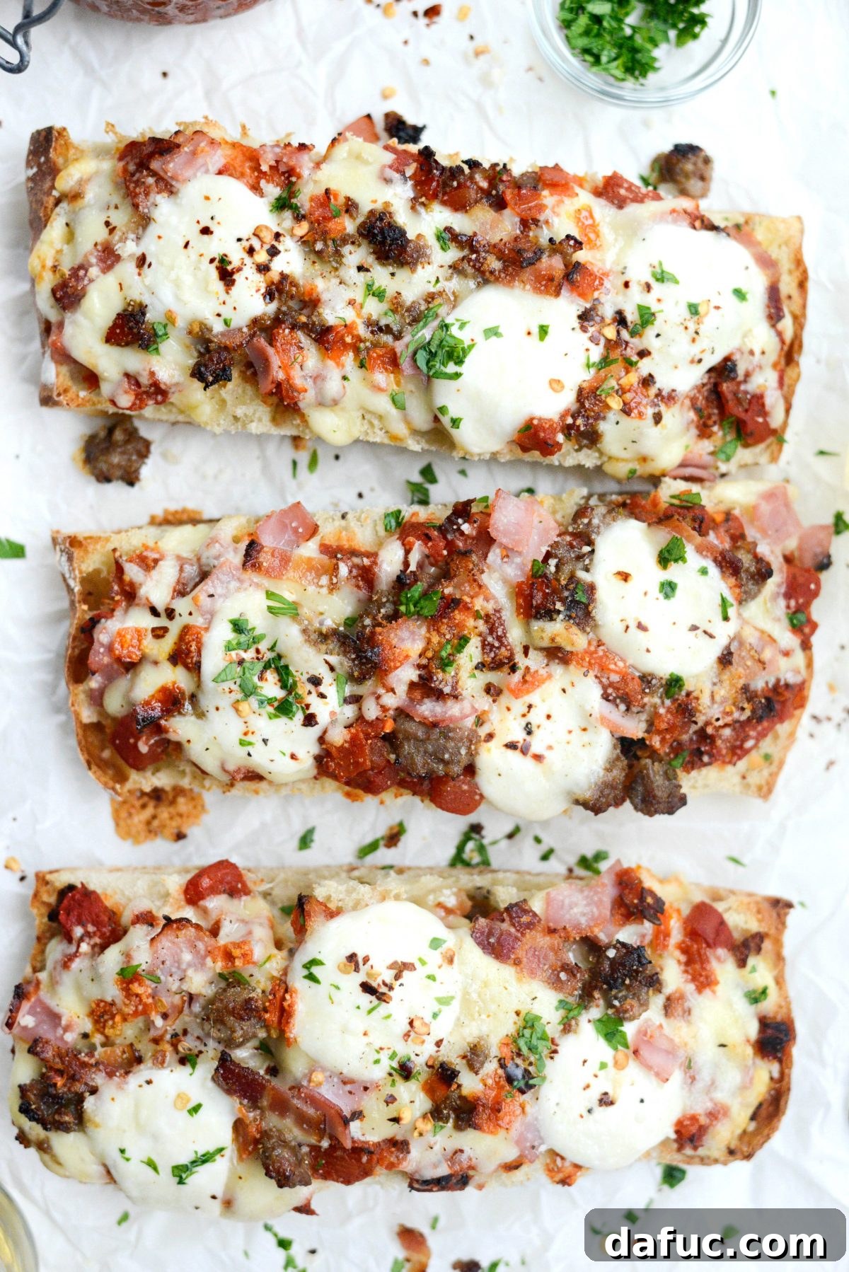 Meat Lovers Ciabatta Pizzas with Mozzarella Bombs