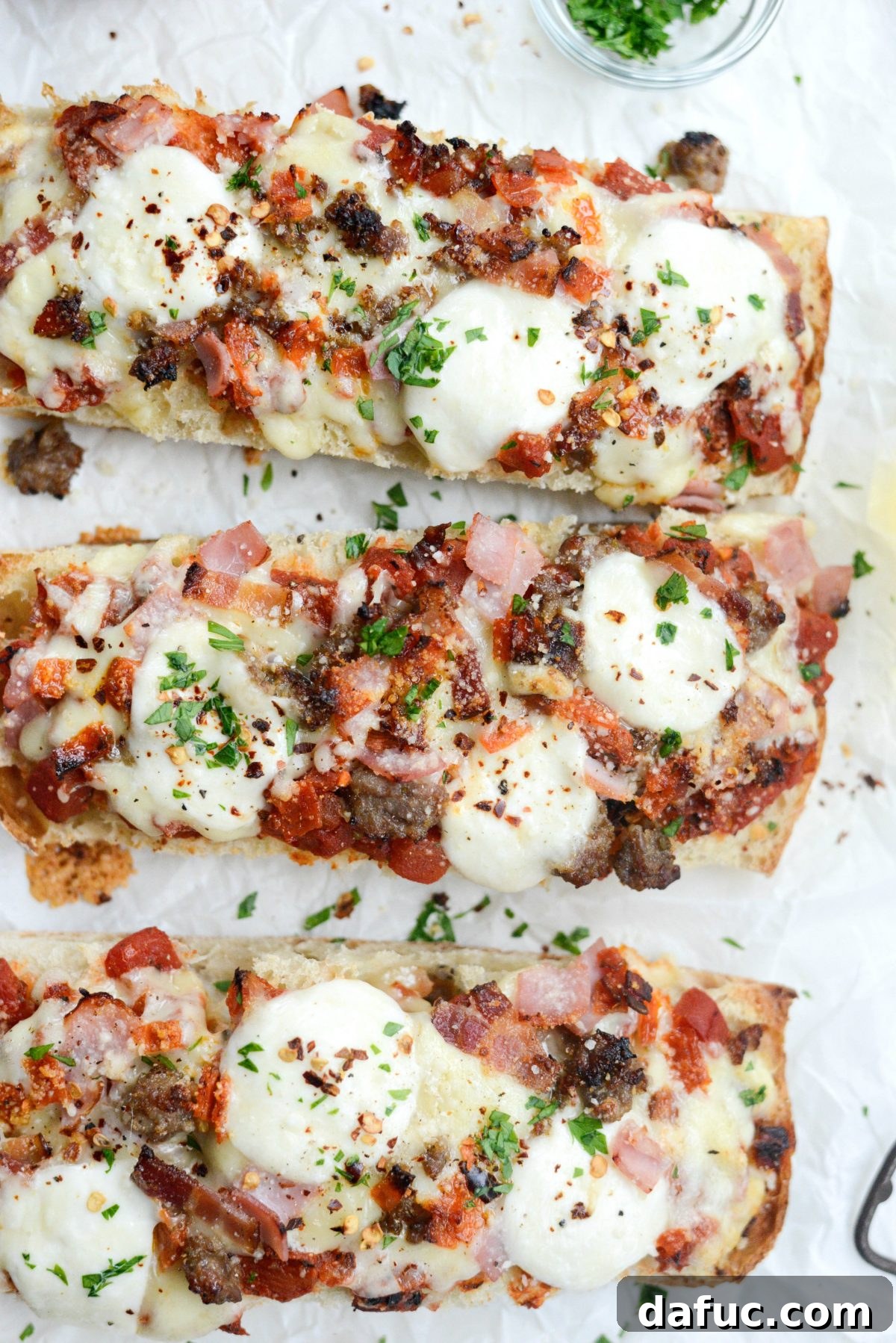 Meat Lovers Ciabatta Pizzas with Mozzarella Bombs