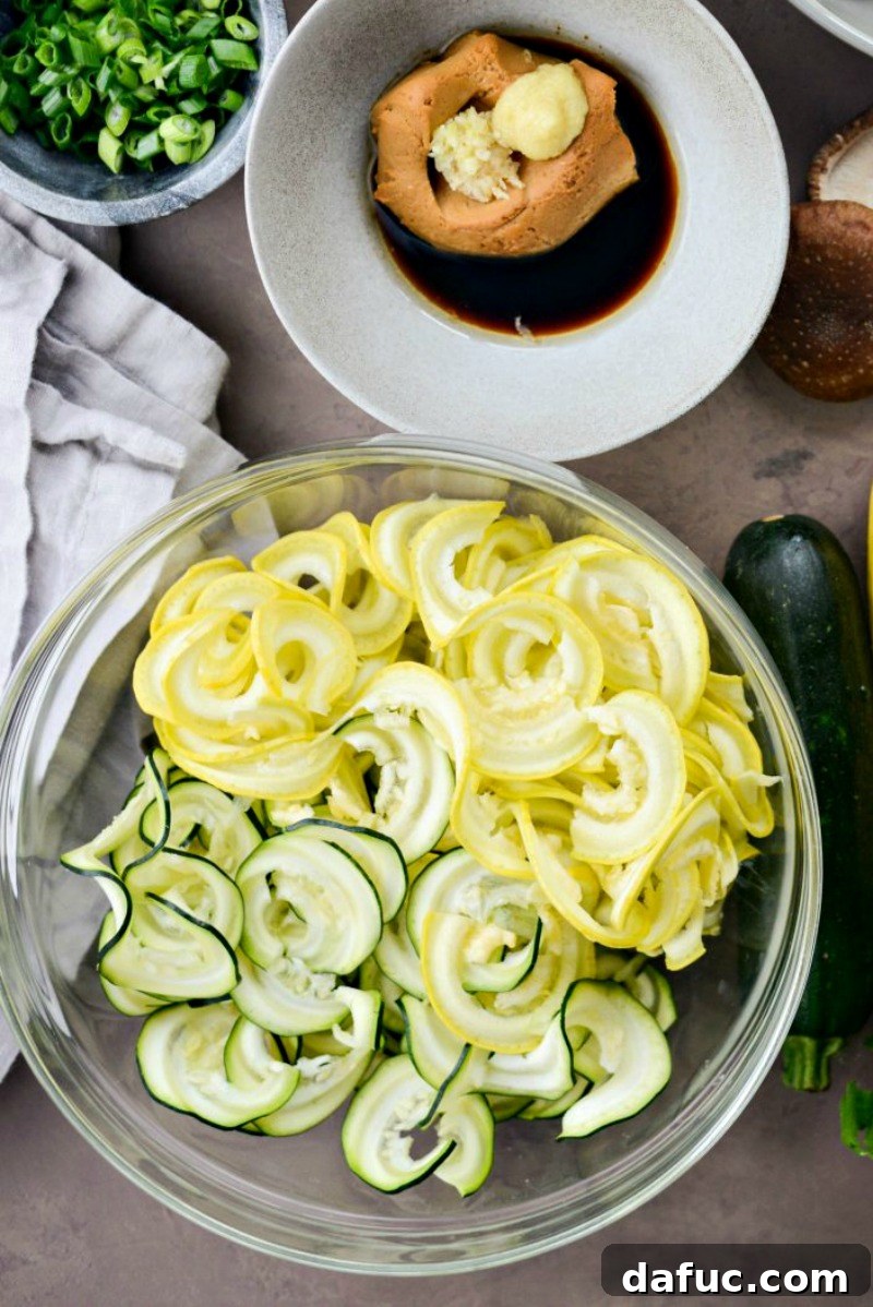 Perfectly Crispy Air Fryer Tofu with Creamy Peanut Sauce 11 Zucchini and yellow squash noodles