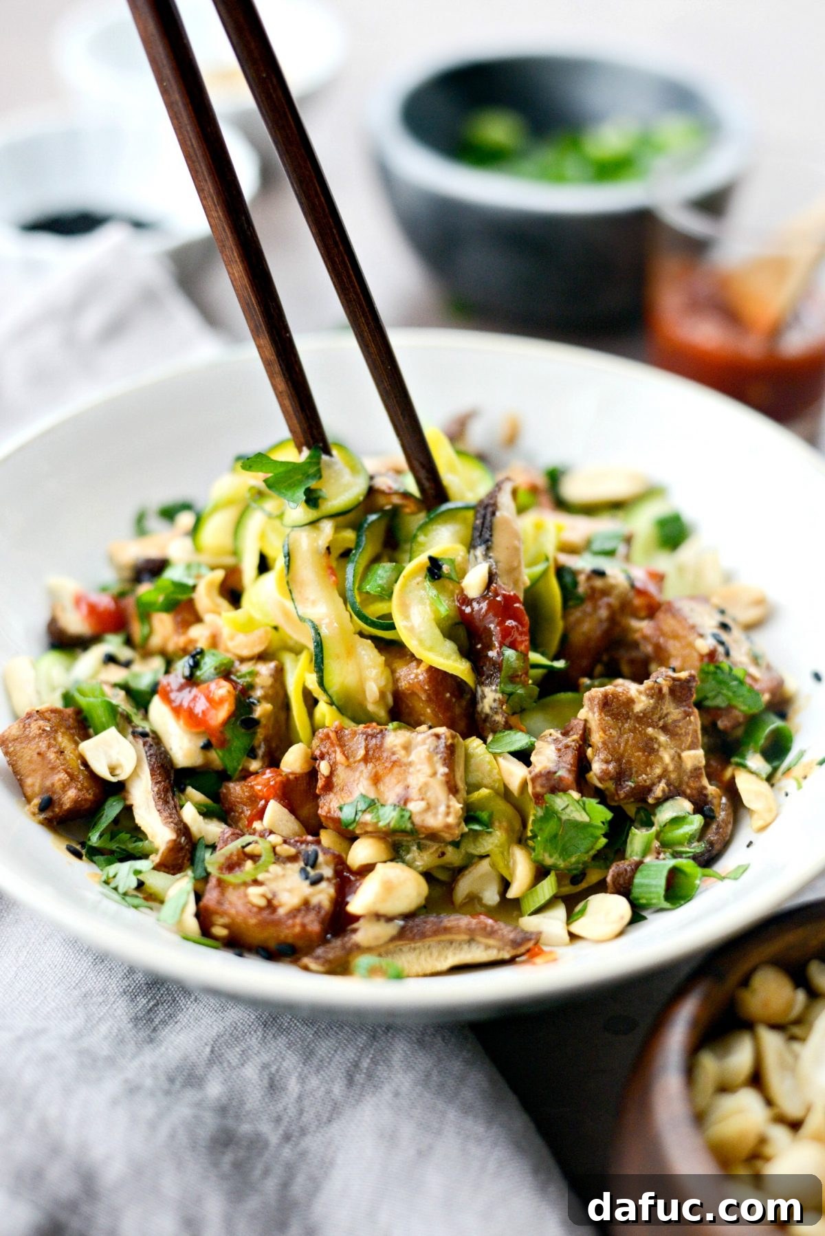 Perfectly Crispy Air Fryer Tofu with Creamy Peanut Sauce 16 Crispy Air Fryer Tofu with Peanut Sauce - A SimplyScratch.com Recipe