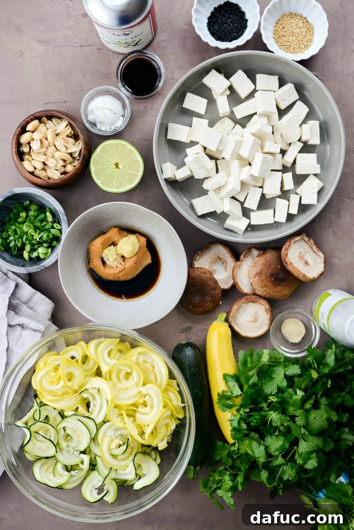 Perfectly Crispy Air Fryer Tofu with Creamy Peanut Sauce 4 Ingredients for Crispy Peanut Tofu with Squash Noodles (Air Fryer)