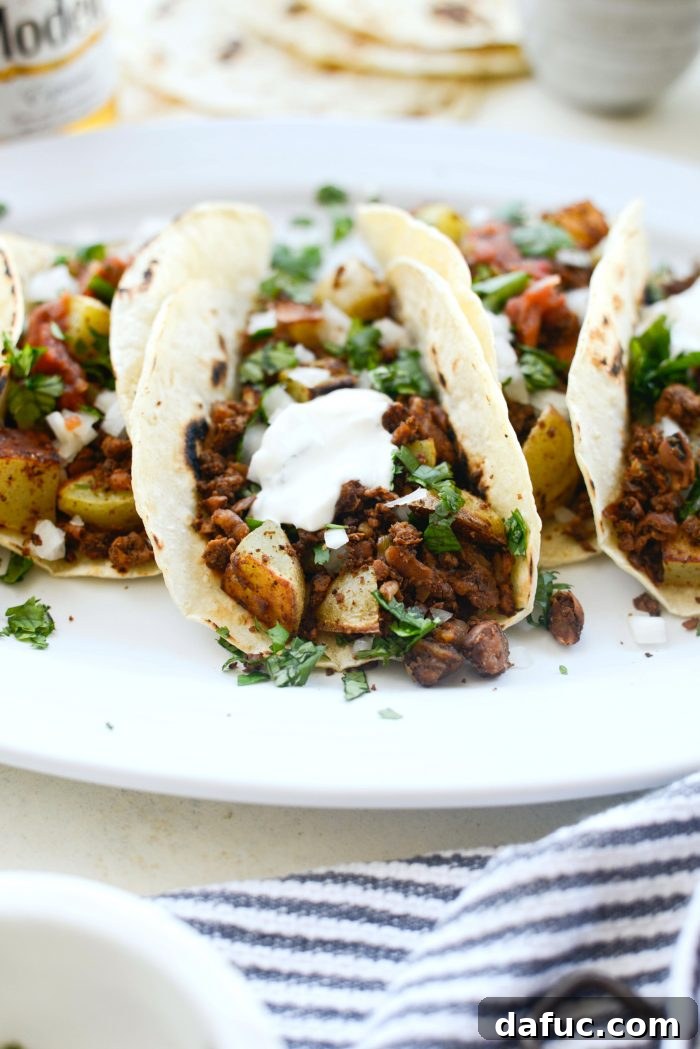 Vegan Chorizo and Crispy Potato Tacos