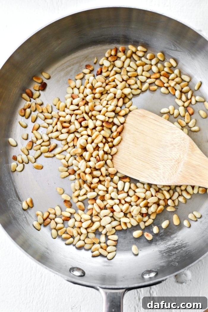 toasting pine nuts in dry skillet