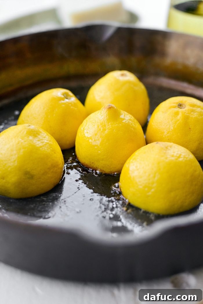 charring lemons in cast iron skillet