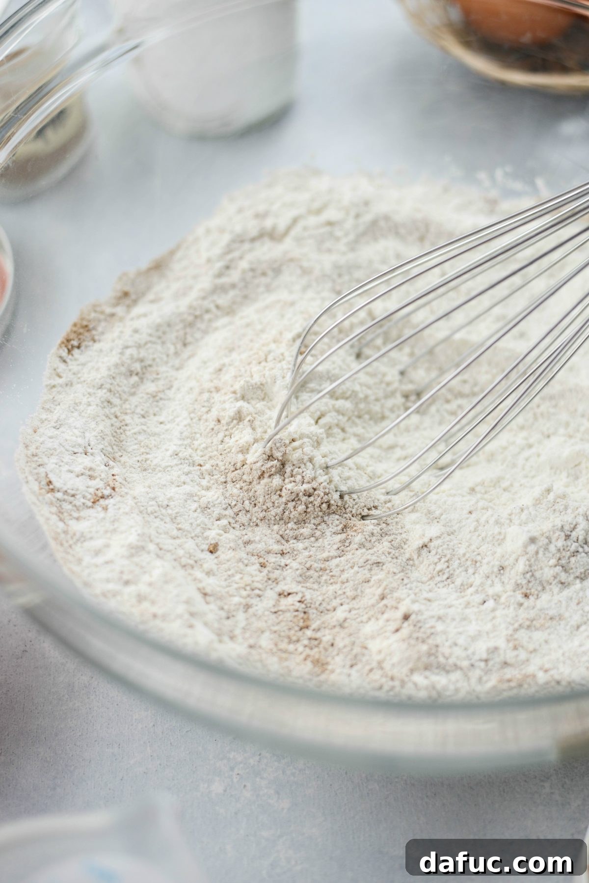 Warmly Spiced Coconut Chai Carrot Cake with Mascarpone Frosting 6 whisk dry ingredients.