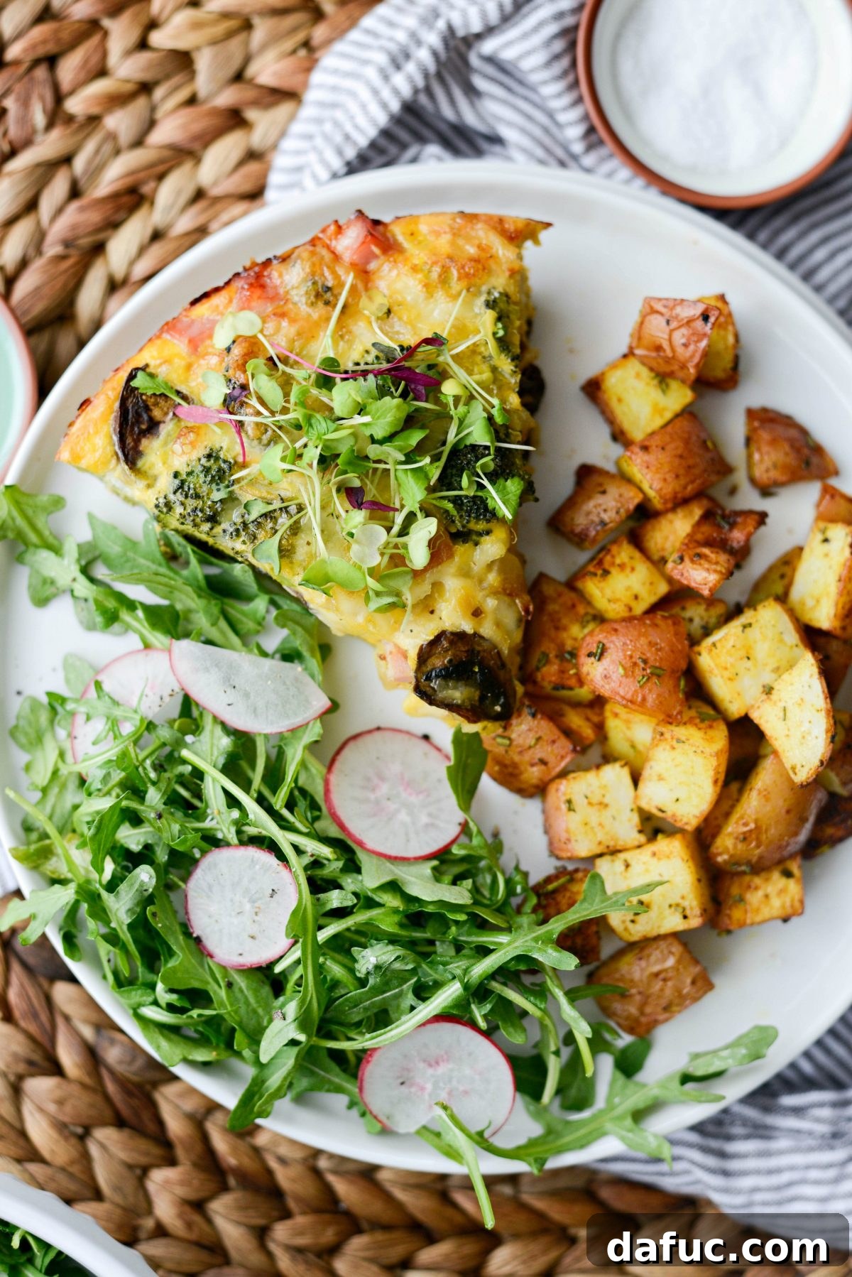Wholesome Ham, Swiss and Broccoli Quiche 2 Delicious Broccoli Ham and Swiss Crustless Quiche, perfect for Easter or Mother's Day brunch, from SimplyScratch.com