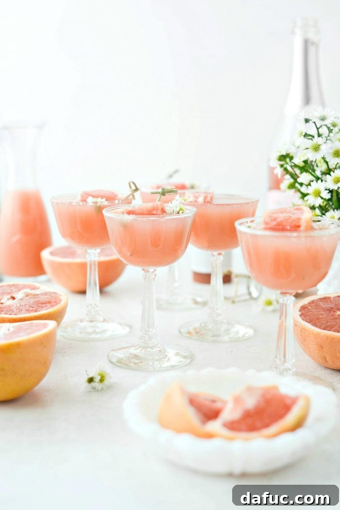 Effervescent Rosé Grapefruit Delight 2 Bright and refreshing Grapefruit Rosé Mimosas perfect for brunch
