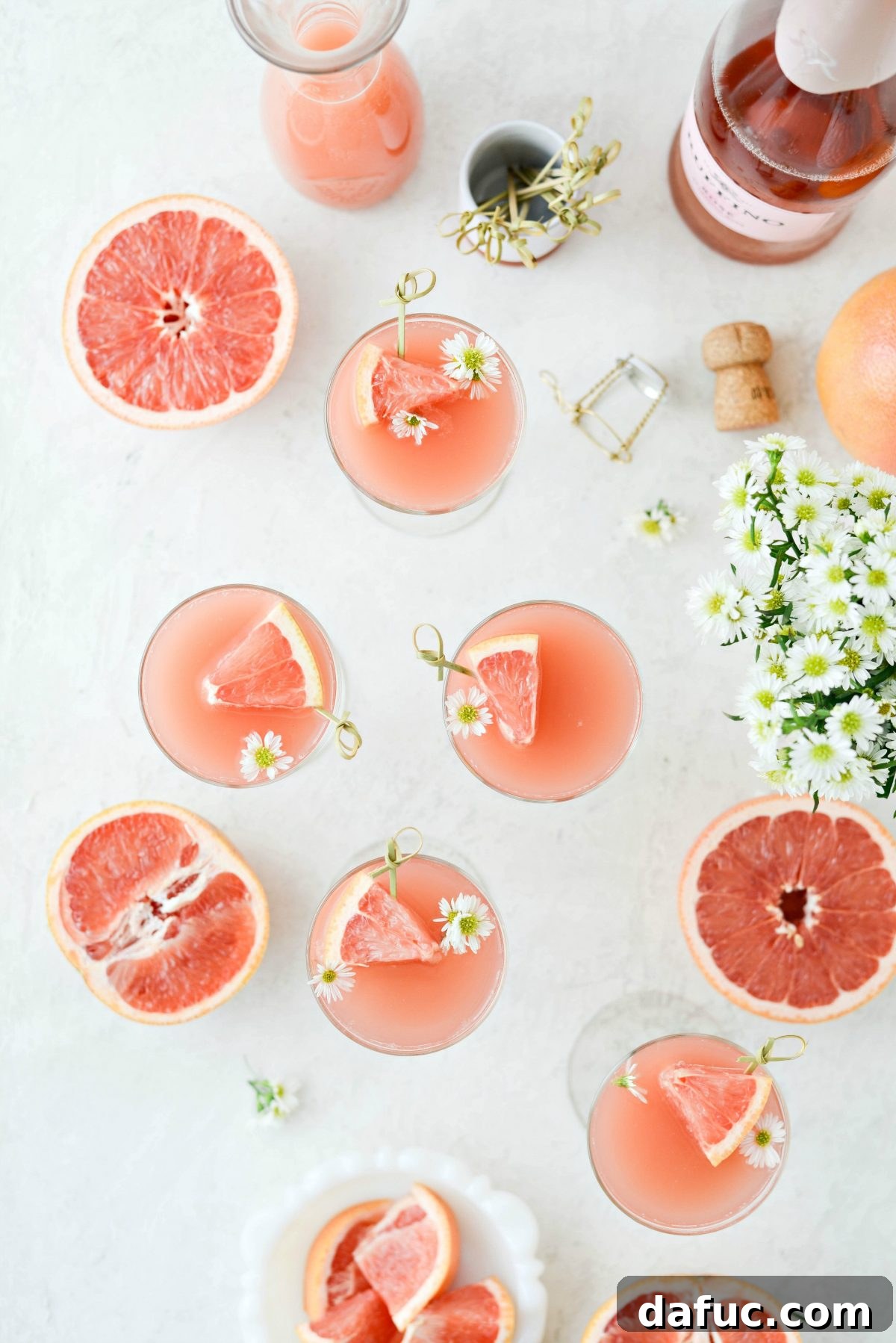 Effervescent Rosé Grapefruit Delight 14 Beautifully garnished Grapefruit Rosé Mimosas
