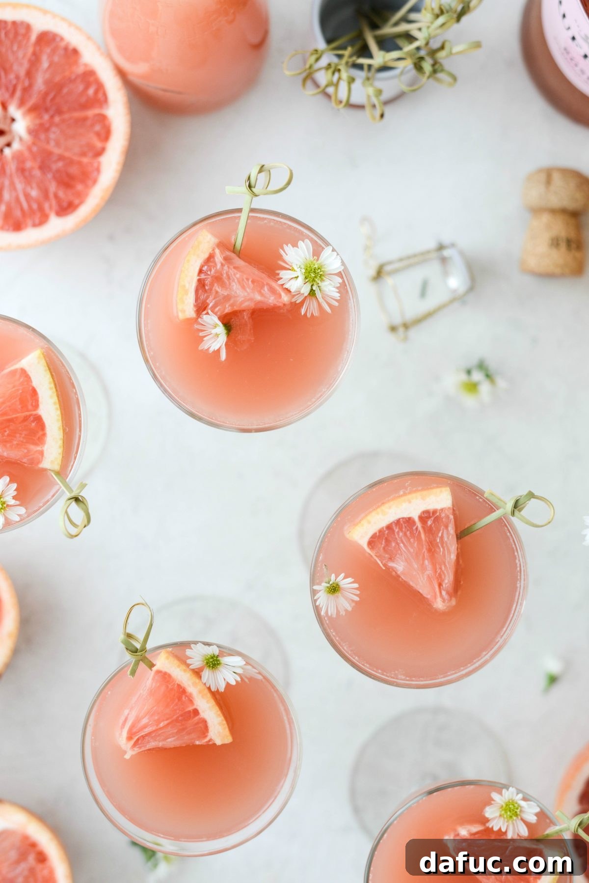 Effervescent Rosé Grapefruit Delight 9 Close-up of the beautiful blush color of Grapefruit Rosé Mimosas