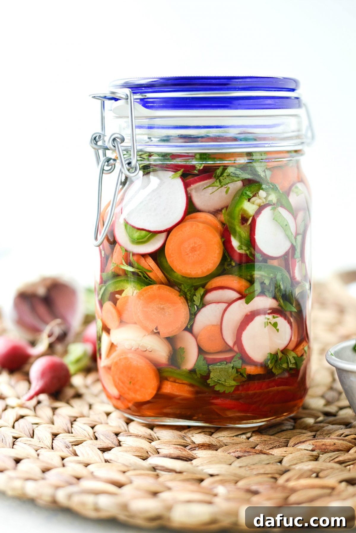 Fermented Firecrackers 2 Jar of Homemade Spicy Pickled Vegetables with Radishes, Carrots, and Jalapeños