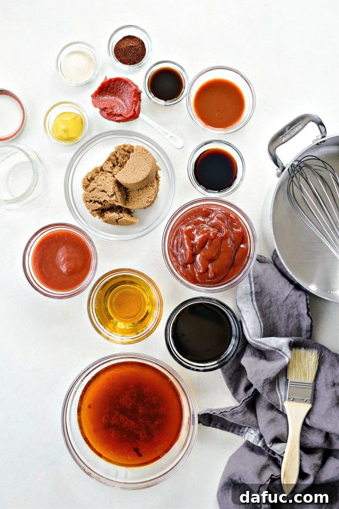 Ingredients for a smoky-sweet homemade BBQ sauce