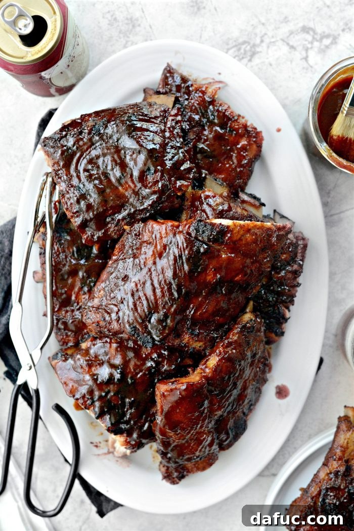 Plated Easy BBQ Baby Back Ribs, ready to serve