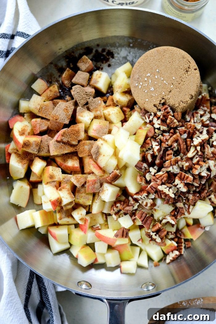 Diced Honeycrisp apples ready for the filling.