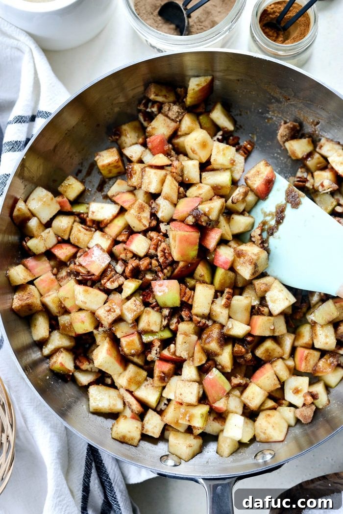 Pecans and spices for the apple filling.