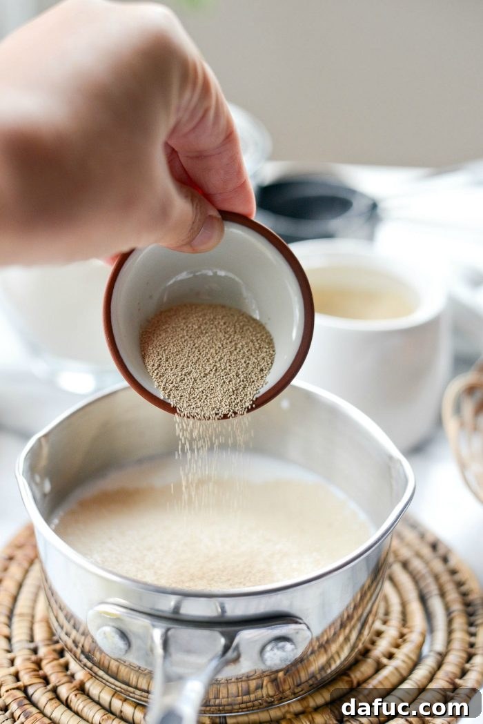 Ingredients for cinnamon roll dough laid out.