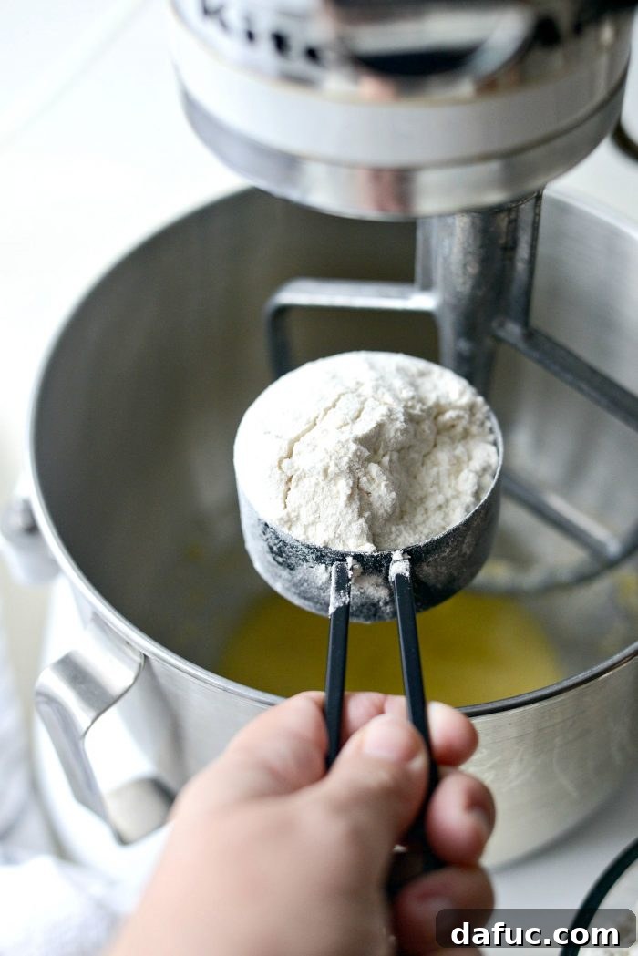 Mixing butter, sugar, salt, and egg in a stand mixer.
