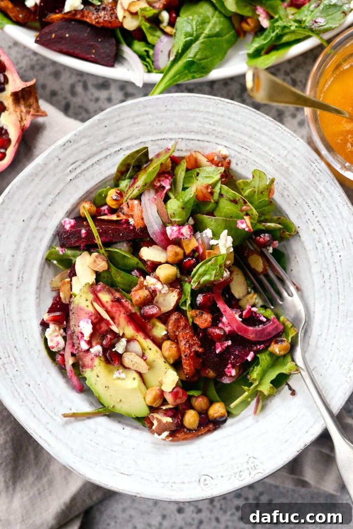 Another enticing shot of the Roasted Grapefruit Beet Salad, highlighting its inviting appeal.