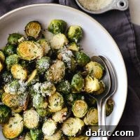 Crispy Air Fryer Brussels Sprouts with Parmesan and herbs