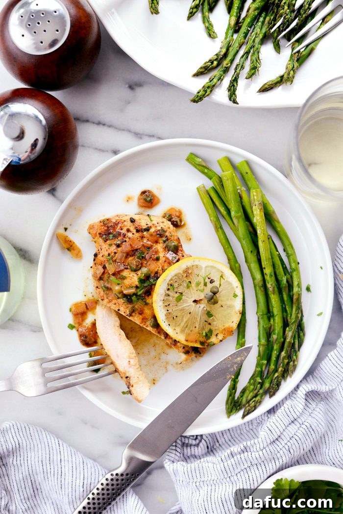 Bright & Healthy Chicken Piccata 16 Lighter Chicken Piccata with fresh parsley garnish