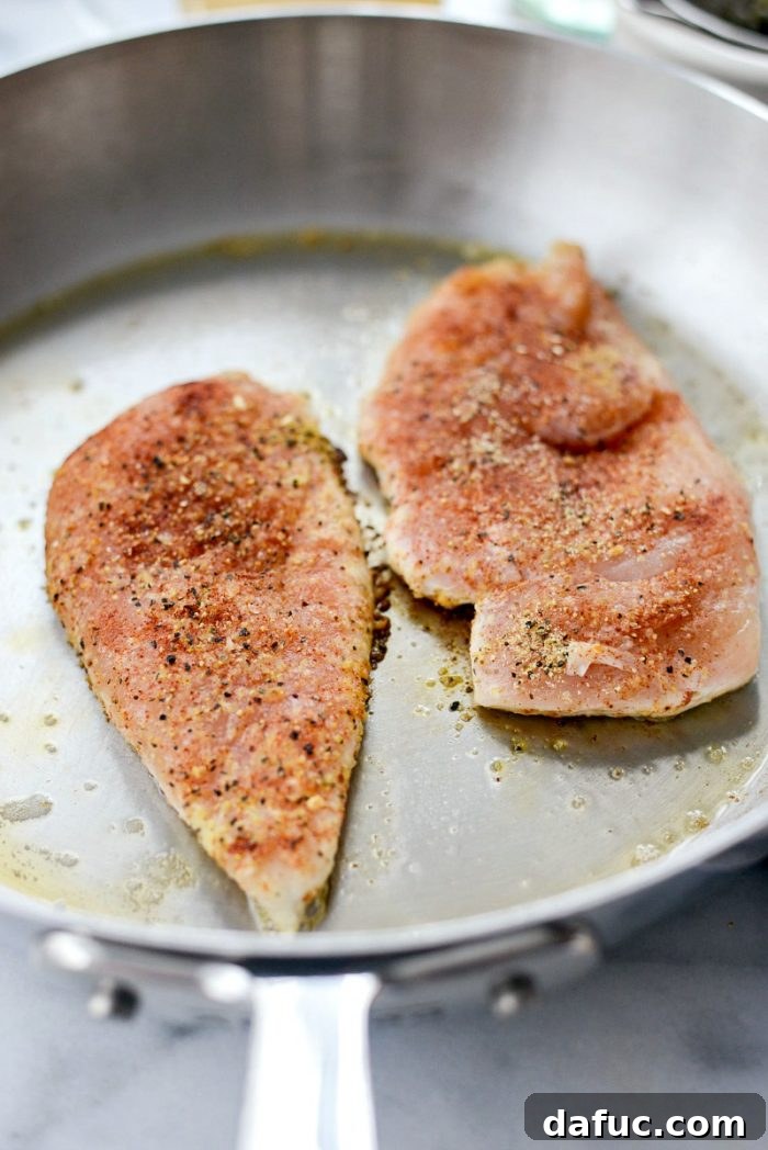 Bright & Healthy Chicken Piccata 5 Slicing and seasoning chicken breasts for piccata
